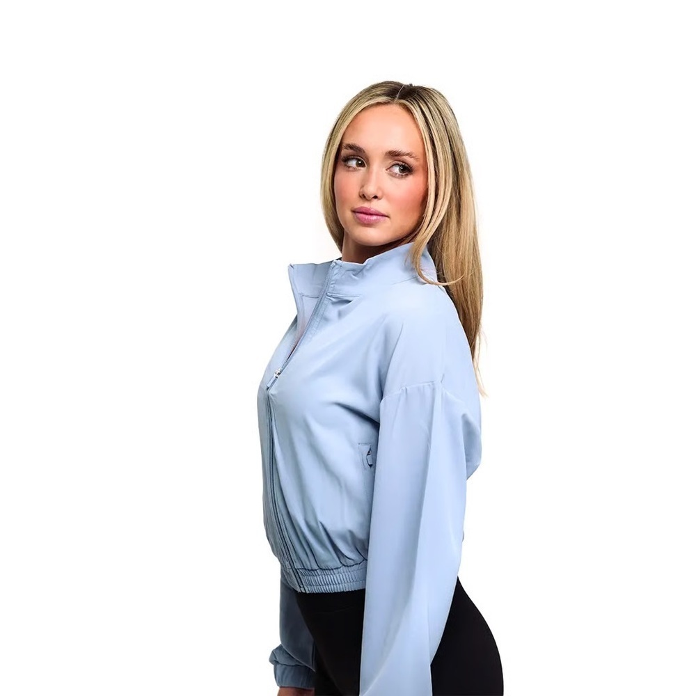 Unplug by Bluenotes size large Light Blue full front Zip-Up Jacket, windbreaker